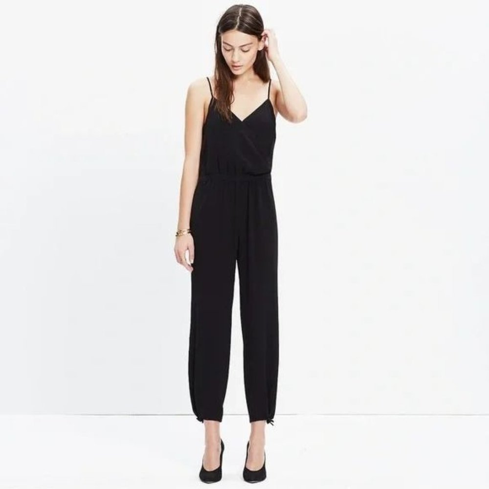 Madewell Faux Wrap Sleeveless Cami Jumpsuit Black Small